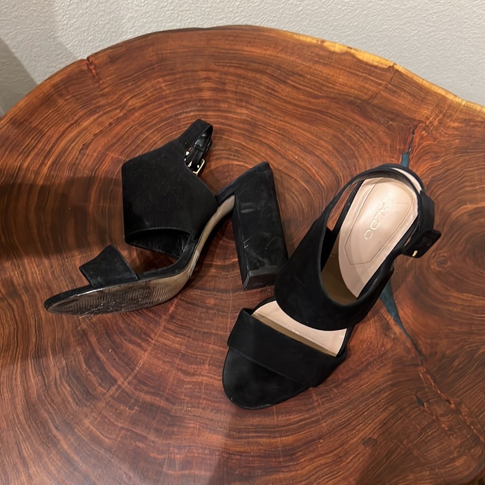 Aldo Black Faux Suede Block Heels - Picture 5 of 7